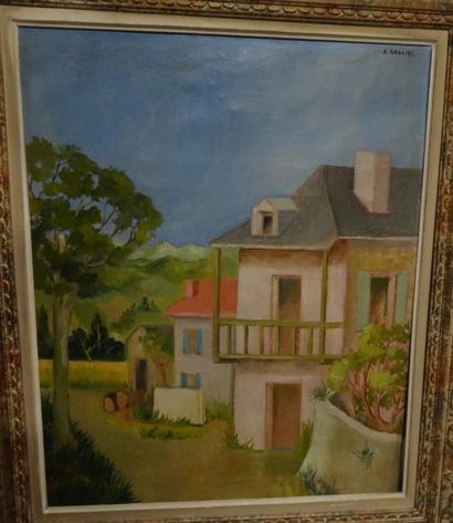 André GRACIES (1925) 
Vue de village
Huile sur toile, signée en haut à droite
71...