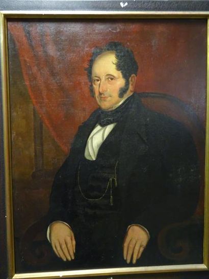 ECOLE FRANCAISE DU MILIEU DU XIXème SIECLE 

Portrait d'un homme assis, aux favoris.

Huile...