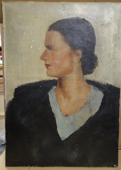 LANCELOT NEY (1900-1965) 

Portrait de femme en buste, le visage de profil.

Huile...