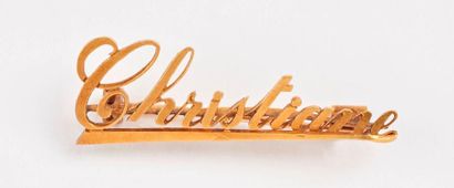 null Broche barrette en or jaune (750) ornée de l'inscription "Christiane".

Poids...