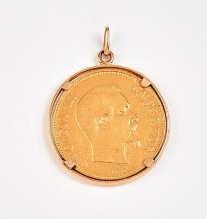 null Breloque à monture en or jaune (750) avec une pièce de 100 francs or Napoléon...