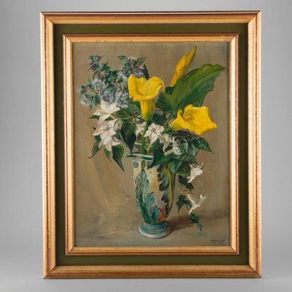 null M.A. STONE (XXème siècle)

Bouquet de fleurs composé d'arums jaunes

Huile sur...