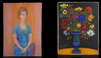 null Georges AKOPIAN (1912-2010)

Portrait de la femme de l'artiste sur fond rose.

Huile...
