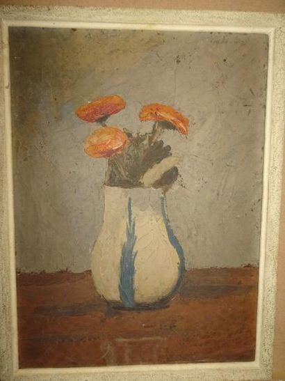 Léopold LEVY 

Vase au bouquet de fleurs.

Huile sur carton.

Signé au dos.

40 x...