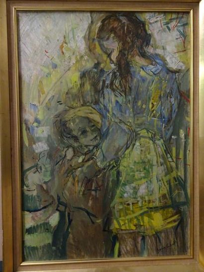Jean PASCAL 

Femme et enfant.

Huile sur toile.

Signée en bas à droite.

75 x 52...