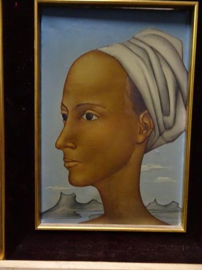PIERRE-HENRY (1924) 

Portrait de femme au turban

Huile sur toile. 

Signée en haut...