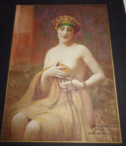 Gustave BRISGAND 

Femme au turban et au collier de perles.

Impression sur papier,...