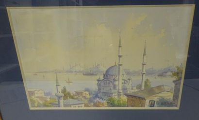 Serif RENKGÖRÜR (1887-1947) 

Vue d'Istanbul. 

Aquarelle sur papier. 

Signé en...