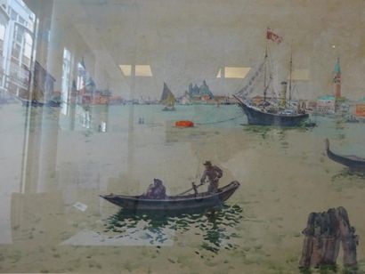 Charles TOCHE (1851-1916) 

La lagune de Venise. 

Aquarelle sur papier. 

Signée...