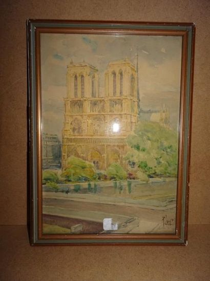 René LEVERD 

Notre Dame de Paris.

Aquarelle.

Signée en bas à droite.

27 x 19...