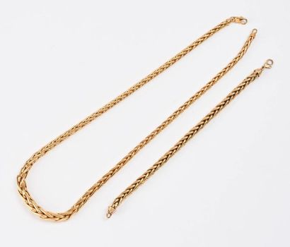 null Demi parure en or jaune (750) comprenant un collier et un bracelet à maille...