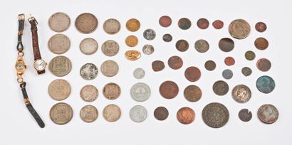 null Lot comprenant :

- pièces de monnaies en métal des XVIIIème, XIXème et XXème...