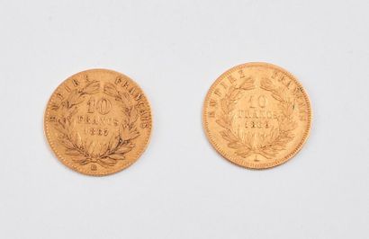 null Deux pièces de dix francs or, 1860,1967. 

Poids total : 6,2 g.