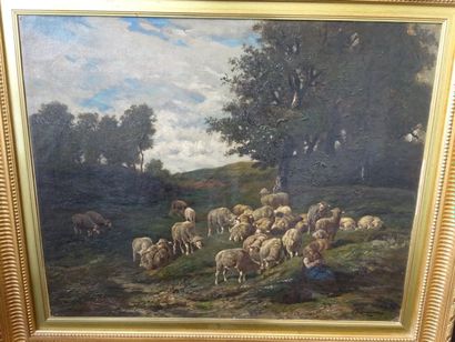 Charles Ferdinand CERAMANO (1829-1909). 

Bergère et ses moutons. 

Huile sur toile....