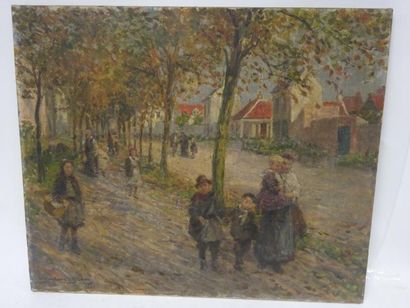 Gustave GRAU (1873-1919). 

Promenade en automne. 1904.

Huile sur toile. 

Signée...