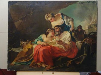 D'après Joseph-Marie VIEN (1716-1809) 

Loth et ses filles.

Huile sur toile.

Signée...