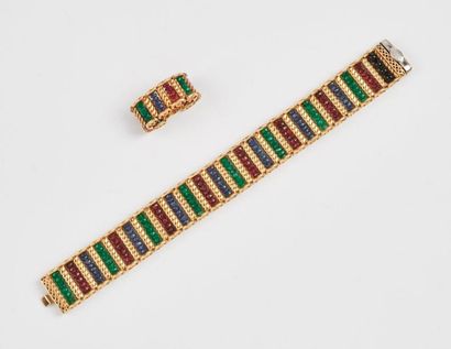 ZANCAN 
Demi-parure comprenant un bracelet et une bague rubans en or jaune (750)...