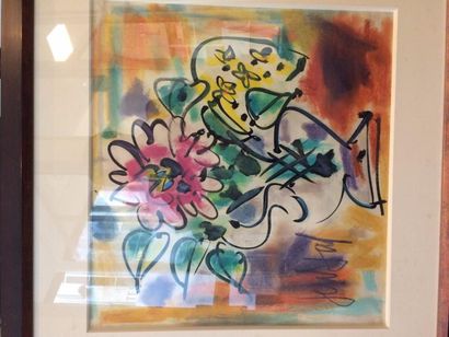 GEN PAUL (1895-1975) 

Bouquet de fleurs. 

Crayons de couleur et gouache sur papier....
