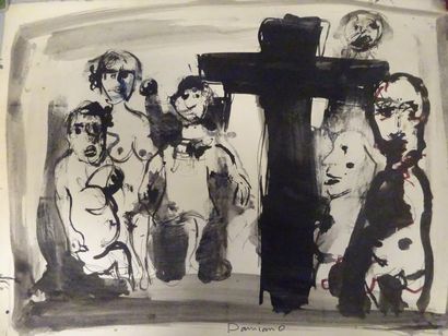 Bernard DAMIANO (1926-2000) 

Figures féminines, Portrait.

Ensemble de quatre gouaches...