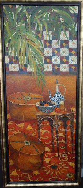 Christian DALIBERT (1946) 

Intérieur oriental. 

Huile sur toile. 

Signée en bas...