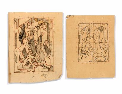 Albert GLEIZES (1881-1953) 

- Composition, vers 1946. 

Encre sur papier calque...