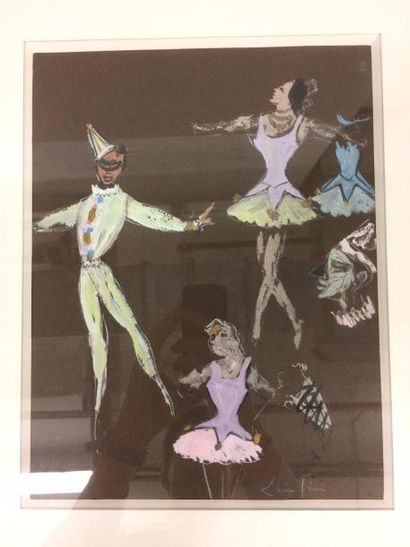 Léonor FINI (1907-1996) 

Spectacles de ballets avec quatre personnages, 1950. 

Gouache...