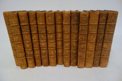 Lot de 13 volumes in-12 demi reliures marron,...
