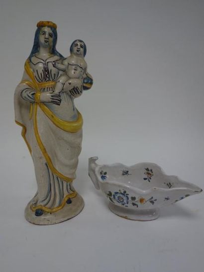 NEVERS 

Vierge à l'Enfant en faïence à décor 'a compendiario'.

XVIIIème siècle.

H....