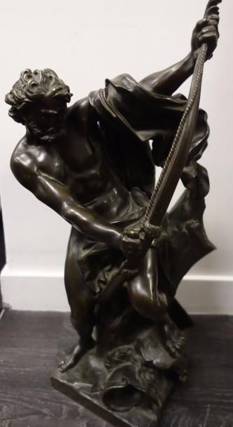 D'après Jacobo Buso BOUSSEAU (1681-1740) 

Ulysse bandant son arc. 

Epreuve en bronze...