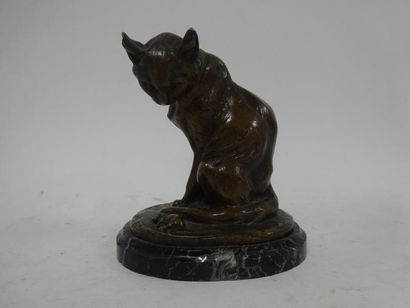 D'après Charles PAILLET (1871-1937). 

Chat regardant une souris. 

Epreuve en bronze...