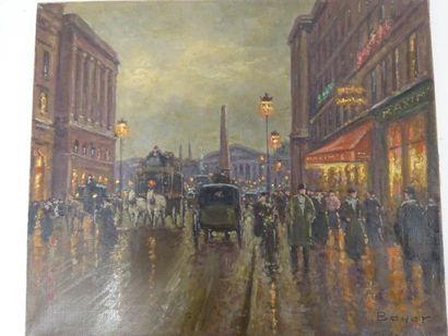 Emile BOYER (1877-1948) 

Rue Royale débouchant sur la place de la Concorde. 

Huile...