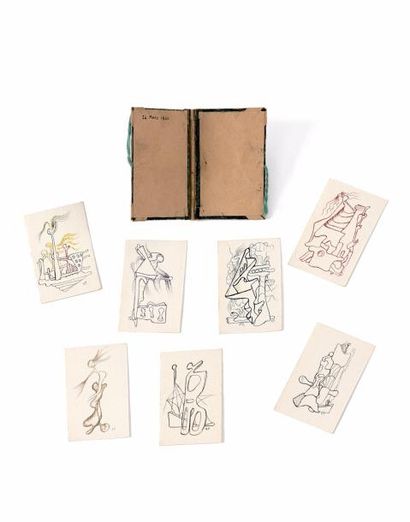 Yves TANGUY (1900-1955) 
Cahier des dessins, 24 mars 1940.
Contient 7 dessins de...