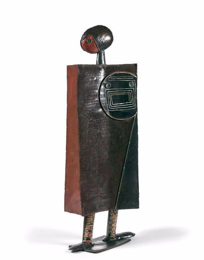 Jean LAMBERT-RUCKI (1888-1967) 
L'Homme sandwich, circa 1945.
Sculpture en tôle repoussée,...