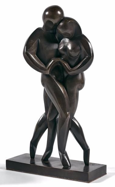 Ferdinand PARPAN (1902-2004) 
Le couple.
Epreuve en bronze à patine brune.
Signée...