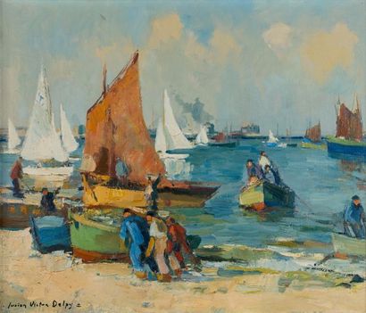 Lucien Victor Félix DELPY (1898-1967) 
Kernevel, Morbihan.
Huile sur toile.
Signée...