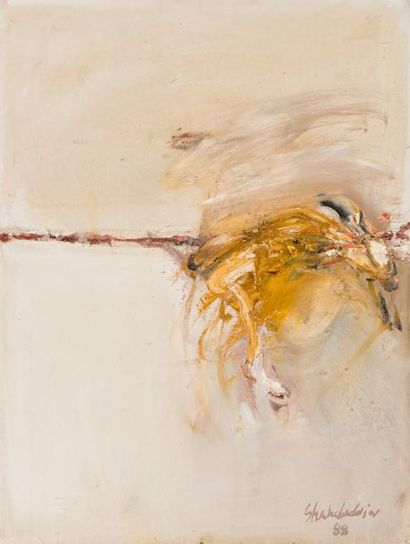 Ahmed SHAHABUDDIN (1950) 
Sauté N°2, 1988.
Huile sur toile.
Signée et datée en bas...