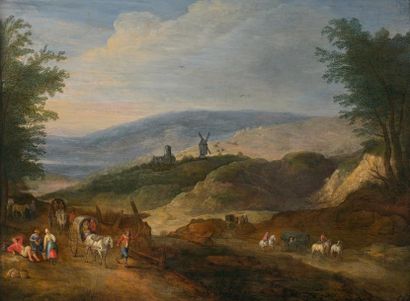 Atelier de Jan BRUEGHEL II dit le jeune (Anvers 1601-1678) 
Paysage panoramique au...