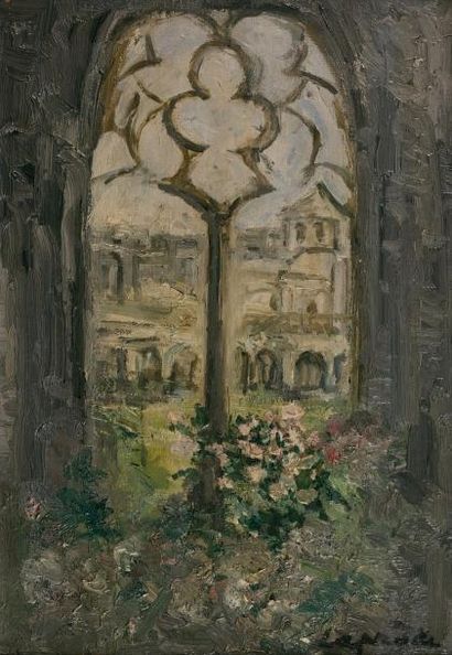 Pierre LAPRADE (1875-1931) 
Le cloître.
Huile sur toile.
Signée en bas à droite.
38...