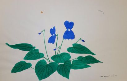 Krystyn ZIELINSKI (1929-2007) 

Fleurs de nymphéas, 1984.

Aquarelle sur papier.

Signé...