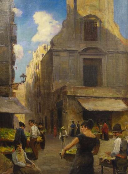 Louis P. SZANTO (1889-1965) 

Marché devant une église, 1924.

Huile sur toile.

Signée...