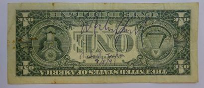 Mickael JACKSON (1958-2009) 

Autographe sur un billet de 1 dollar. 

Daté "9/8/91".

Usures....
