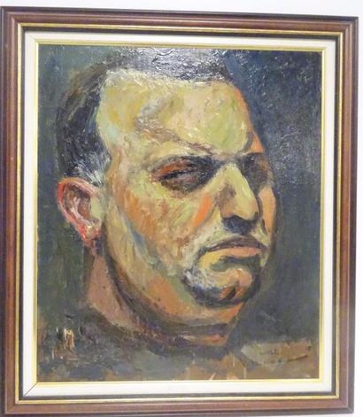 Pierre AMBROGIANI (1907-1985) 

Autoportrait. 

Huile sur panneau. 

Signée en bas...