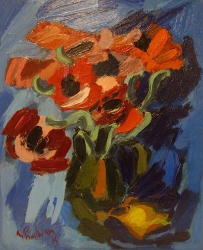 Michel POURTEYRON (1938-2011) 

Bouquet de fleurs, 1964. 

Huile sur toile.

Signée...