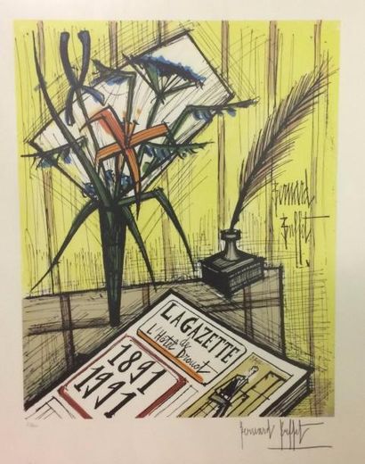 Bernard BUFFET (1928-1999) 

Le centenaire de la Gazette Drouot. 

Lithographie en...