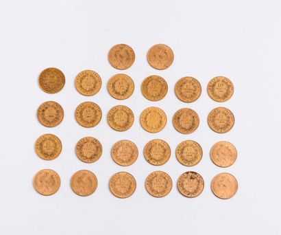 null FRANCE

Lot de 26 pièces en or de 10 Francs.

Paris, 1860 (x10, dont 5 de Strasbourg)...