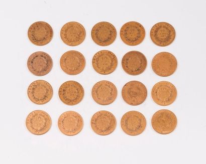 null FRANCE

Lot de 20 pièces en or de 10 Francs.

Paris, 1855 (x1) - 1856 (x3) -...