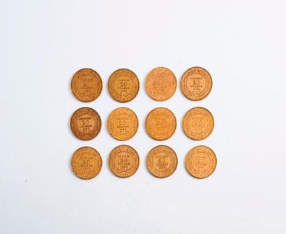 null TUNISIE (Protectorat français 1881-1956)

Lot de 12 pièces en or de 20 Francs...