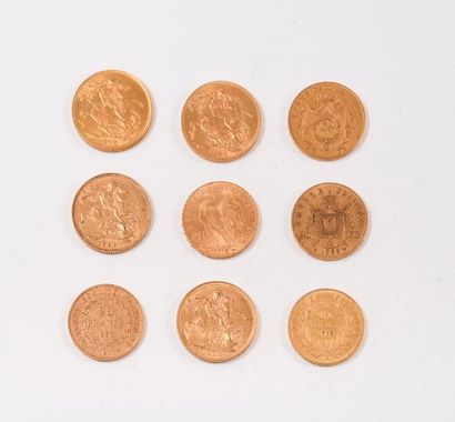 null Lot de 9 pièces en or :

FRANCE

Lot de 4 pièces de 20 Francs.

Strasbourg,...