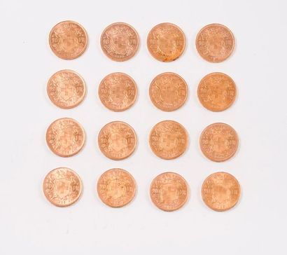 null SUISSE

Lot de 16 pièces en or de 20 Francs.

1935 (x13) - 1947 (x3).

Poids...