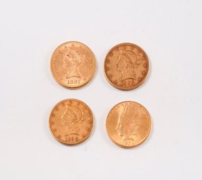 null ETATS UNIS

Lot de 4 pièces en or de 10 Dollars.

Liberty, 1882 (x1) - 1898...